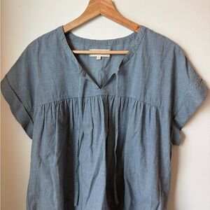 Madewell Blue Short Sleeve Gingham Blouse